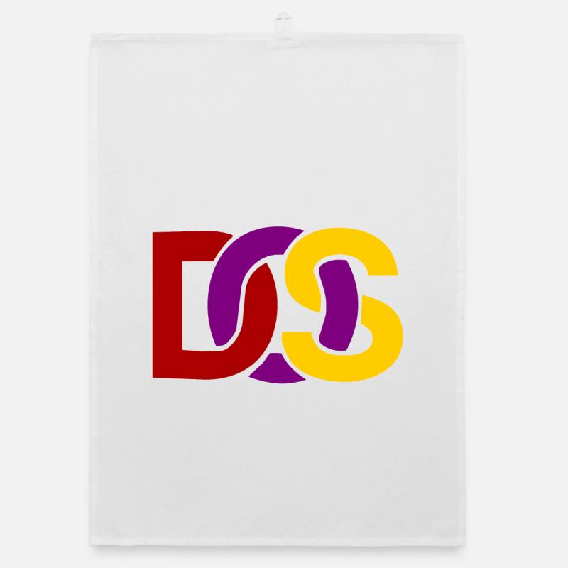 Retro MS DOS Logo - Organic dish towel - white