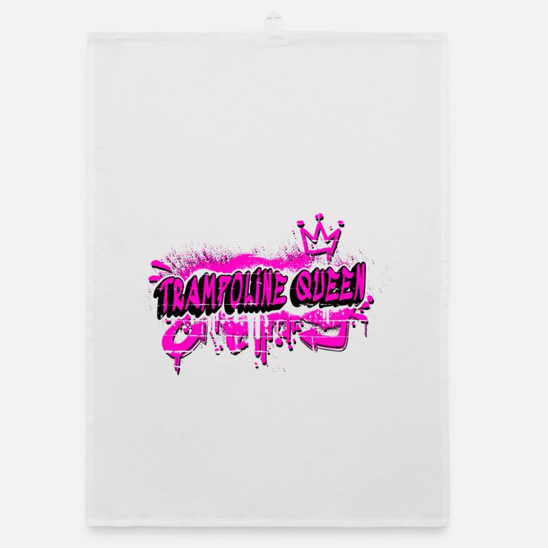 Trampoline graffiti queen design Organic dish towel
