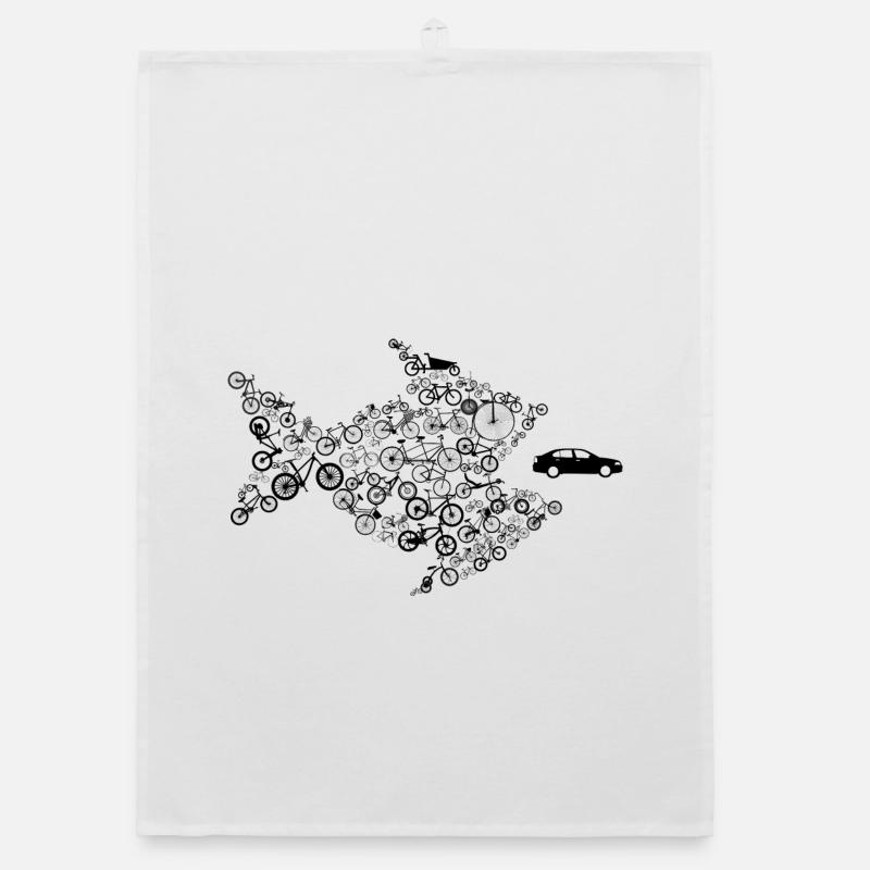 Bicycles Fish eats car - Bicycle Organic dish towel