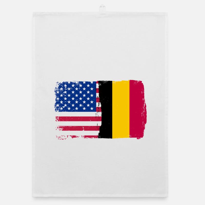 Grunge US Belgium Flag Split Organic dish towel