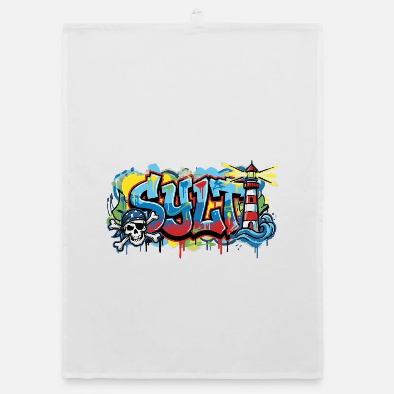 Sylt Graffiti with Lighthouse Organic dish towel