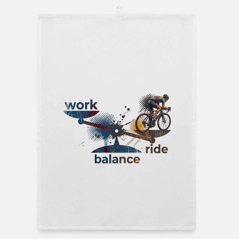 work - ride - balance: Achte darauf! - Organic Geschirrtuch - Weiß