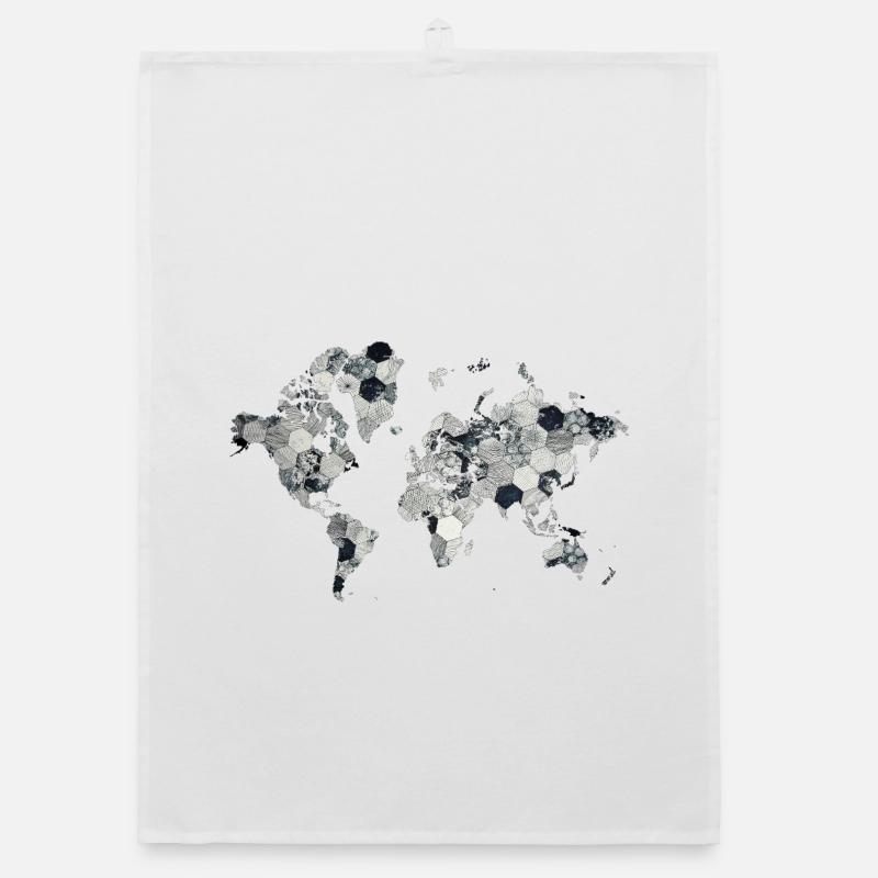 World Map Mosaic Design Organic dish towel