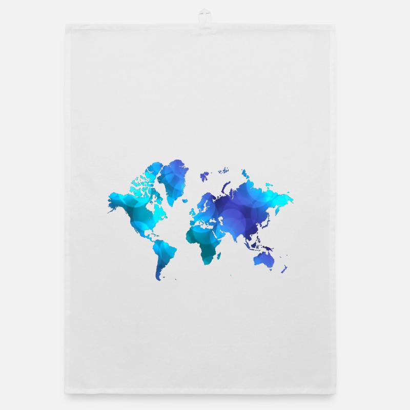 World Map Blue Dreams Organic dish towel