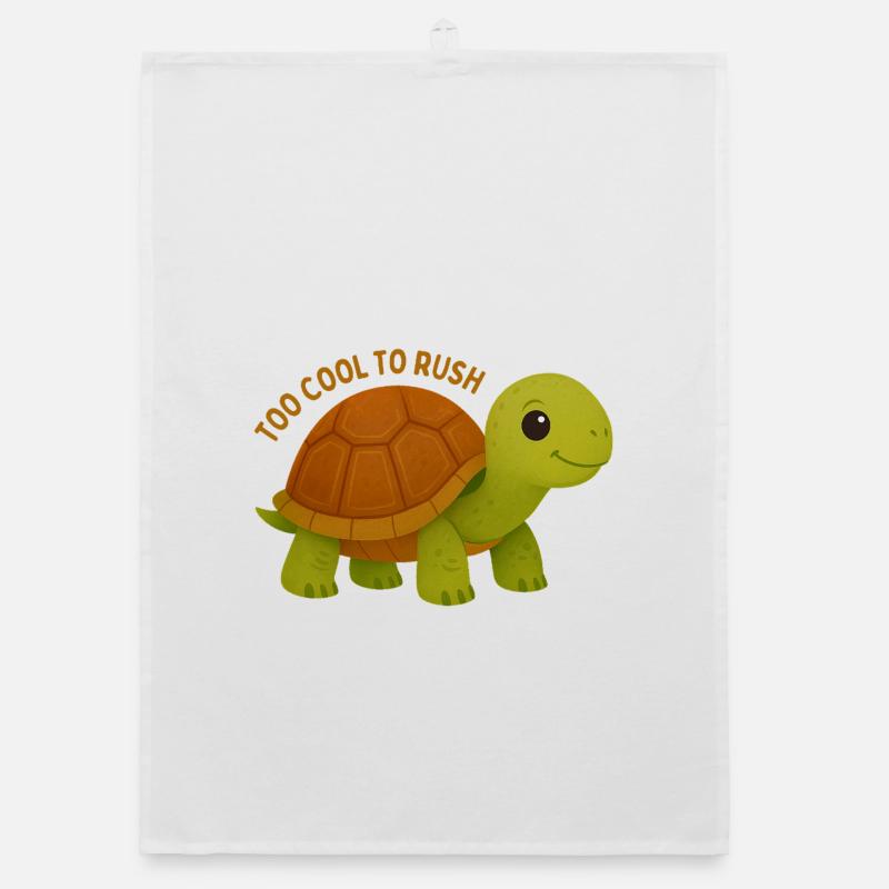 Too Cool To Rush Turtle Organic dish towel