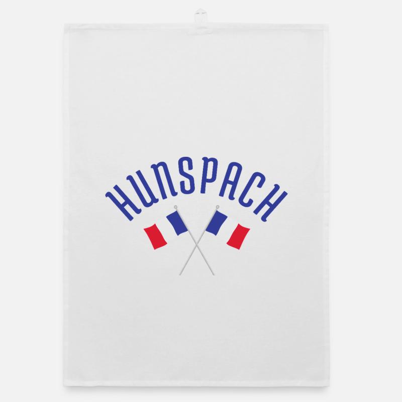 Emblème des drapeaux français croisés de Hunspach - Torchon bio - blanc