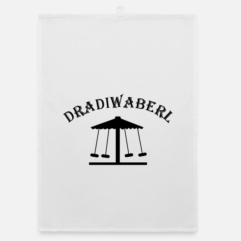 Dradiwaberl – Austrian dialect carousel - Organic dish towel - white