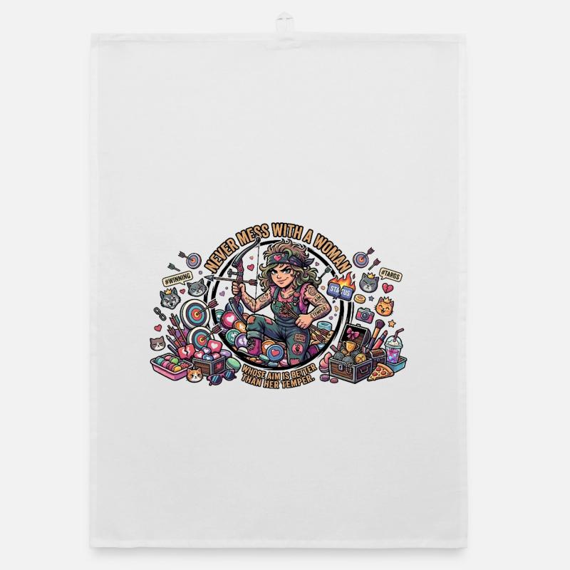 Frauenkraft mit Bogen Organic Geschirrtuch