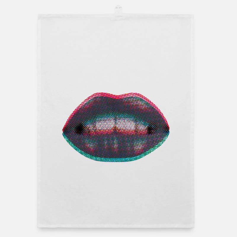 Dotted neon lips Organic dish towel