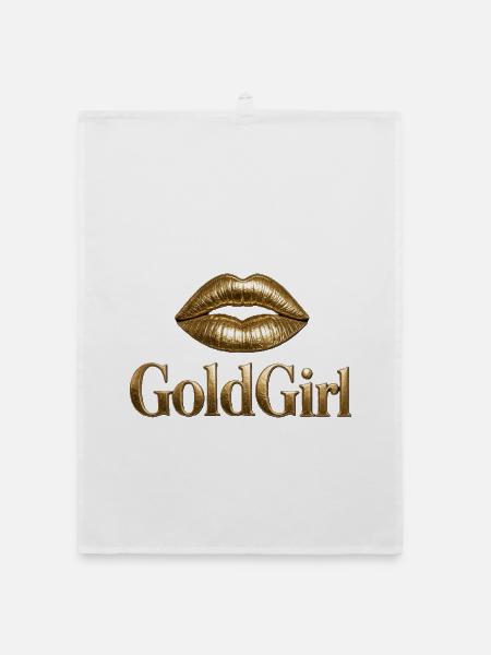 GoldGirl Metallic Lips Logo - Organic Geschirrtuch - Weiß