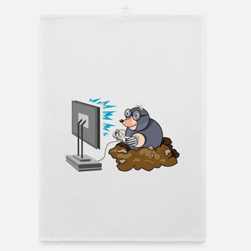 Mole Comic Gamer Funny Controller Gaming Logo Organic dish towel