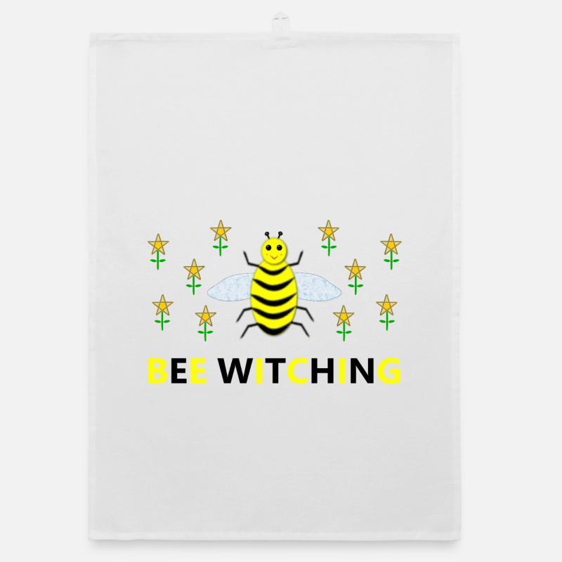 Bee Witching Pagan Bee and Pentacle Daffodils Organic dish towel