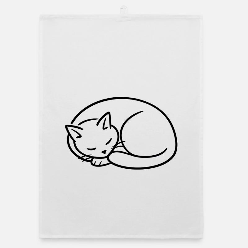 Sleeping Cat Line Study Organic dish towel