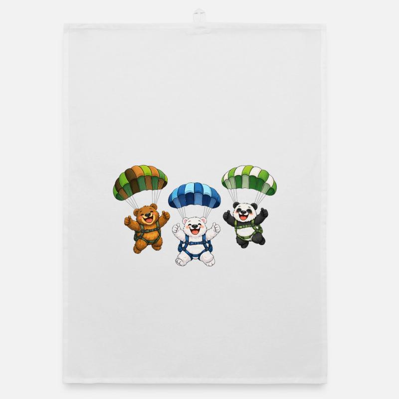 Drei Bären springen mit einem Fallschirm Organic Geschirrtuch