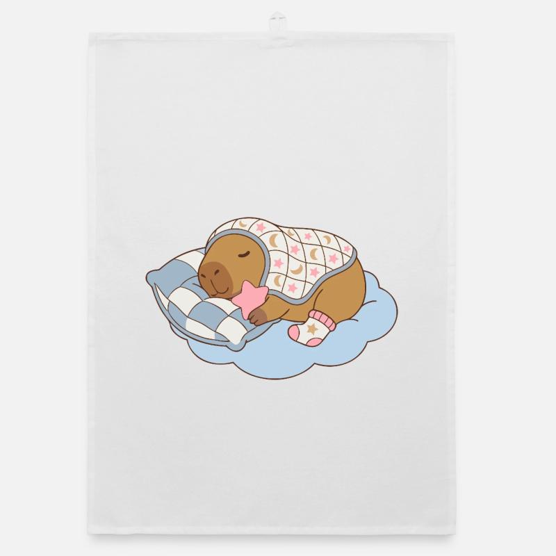 Dreamy Capybara on a Cloud - Baby Gift Organic dish towel