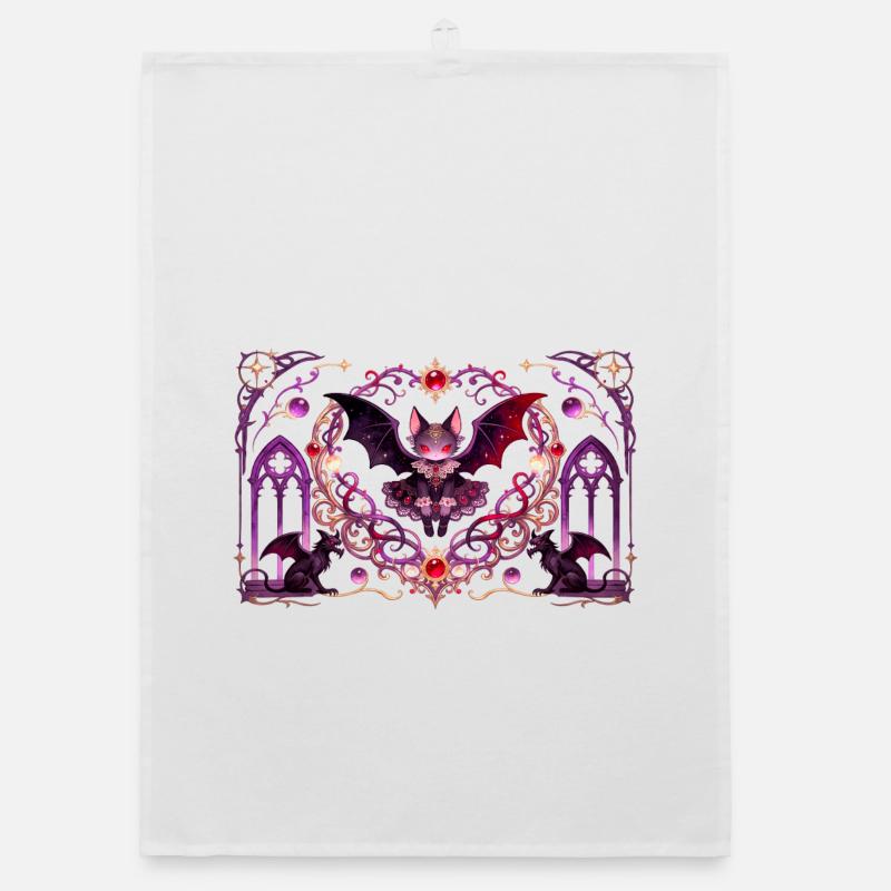 Gotische Vampirkatze Dunkle Fantasy Hexendesign Organic Geschirrtuch