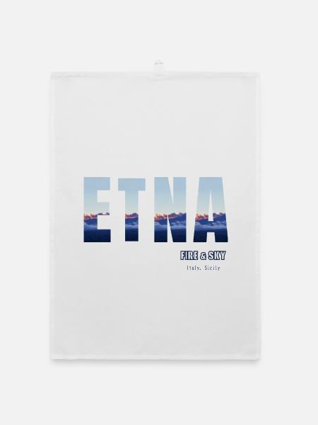 Etna Fire & Himmel: Sizilien Sunset - Organic Geschirrtuch - Weiß - Vorne