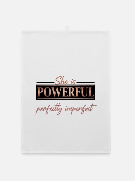Puissant et parfaitement imparfait – Design Rose Gold - Torchon bio - blanc - Devant