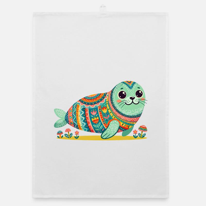 Mandala du Phoque mignon Torchon bio