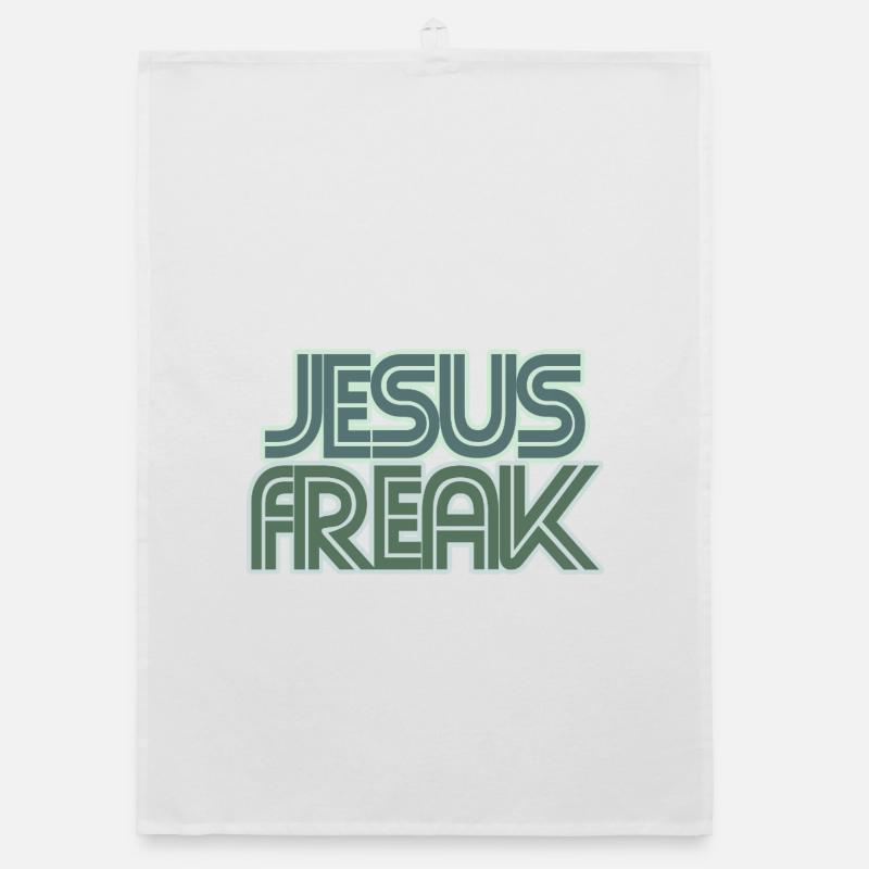 Retro Jesus Freak Graphic Organic dish towel