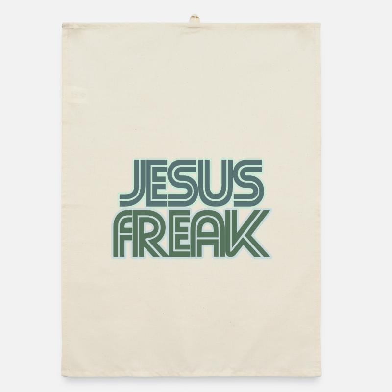 Graphique rétro de Jésus Freak Torchon bio