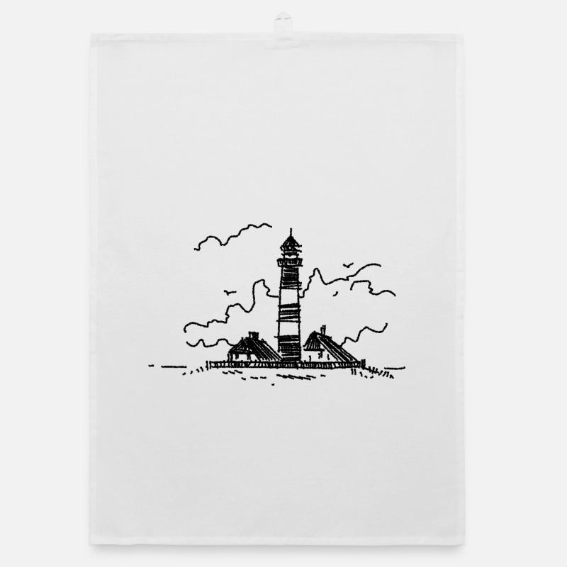 Leuchtturm Westerhever - Organic Geschirrtuch - Weiß