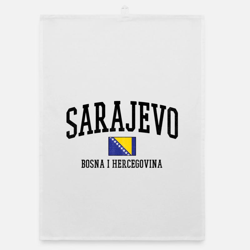 Art du drapeau de Bosnie Balkans - Torchon bio - blanc