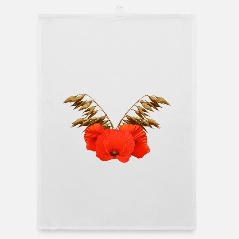 ländliche blumenmuster, Mohnmuster mit Hafer Organic Geschirrtuch