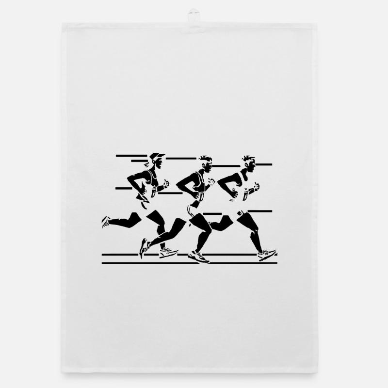 Marathon Runner Drawing Organic dish towel