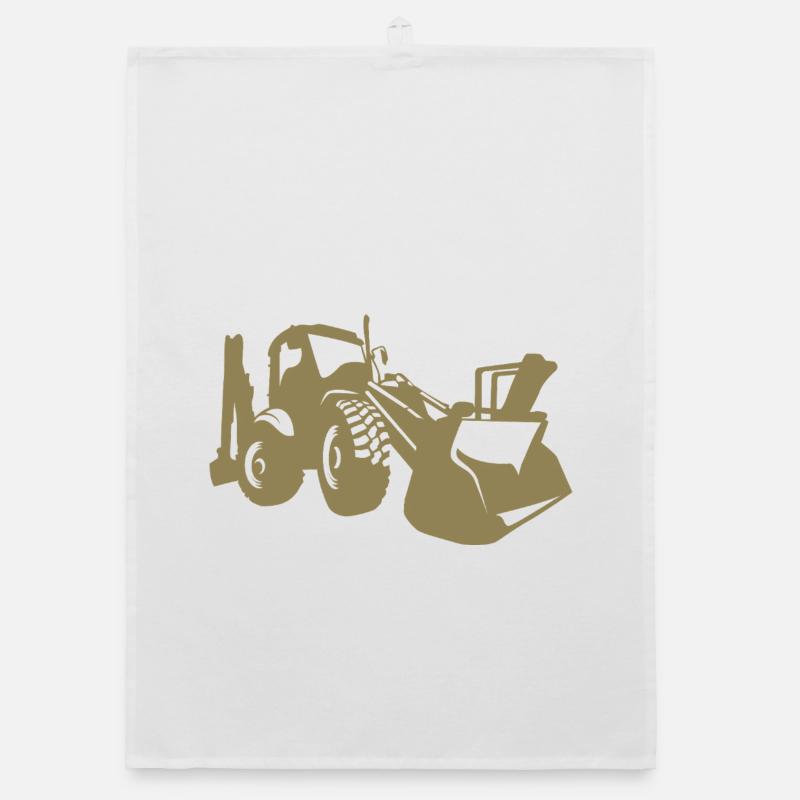 Excavator Wheel Loader Construction Equipment Operator Silhouette Organic dish towel