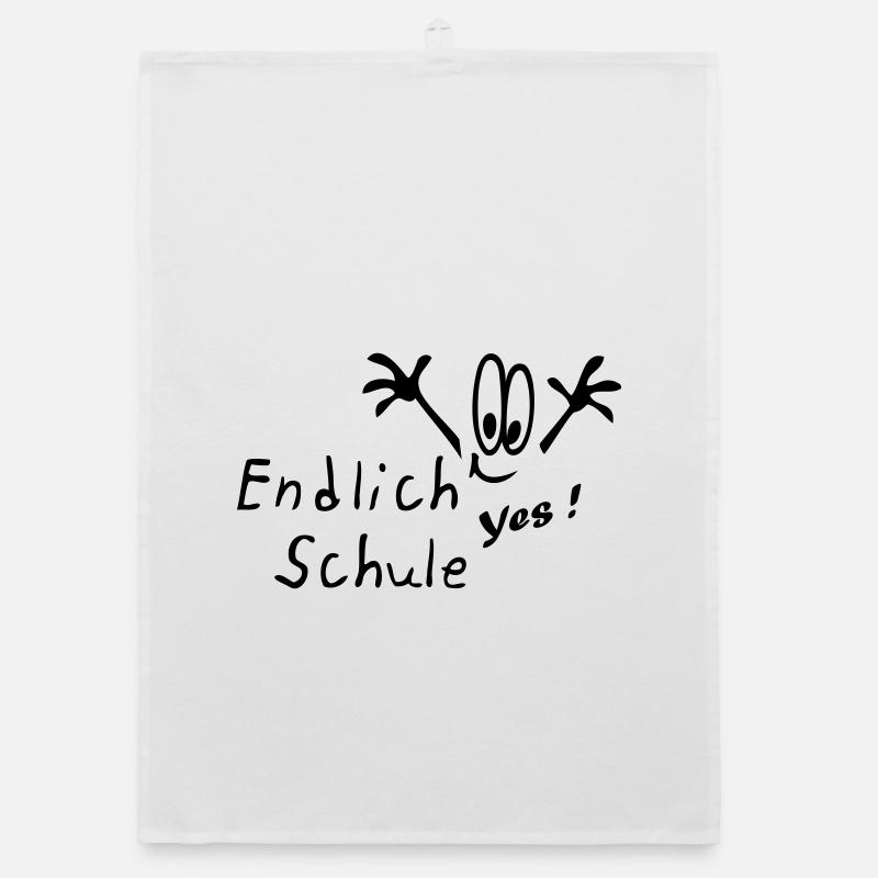 Schule, Schulanfang, Einschulung, Comic - Organic Geschirrtuch - Weiß