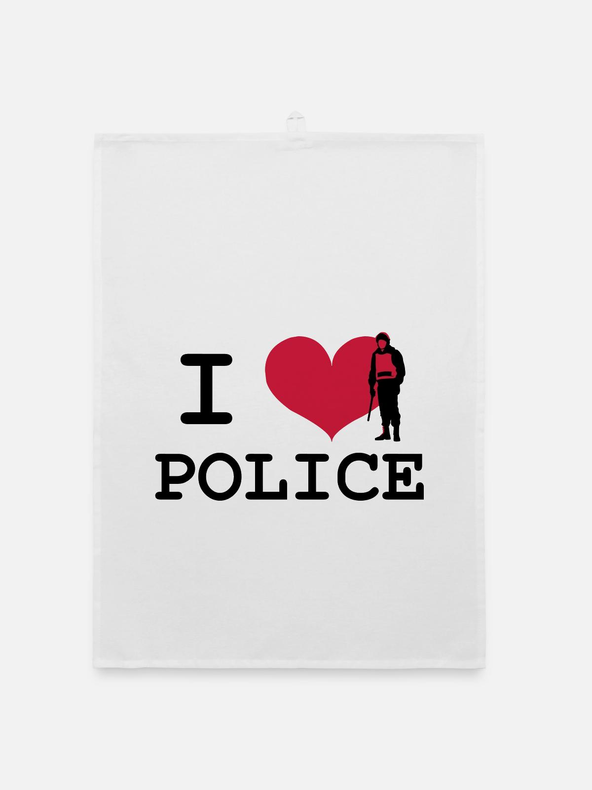 I Love Police - Torchon bio - blanc - Devant