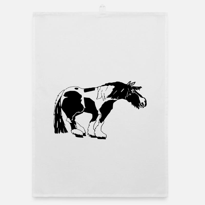 witziger Tinker , Tinker Schecke, Tinker reiten - Organic Geschirrtuch - Weiß