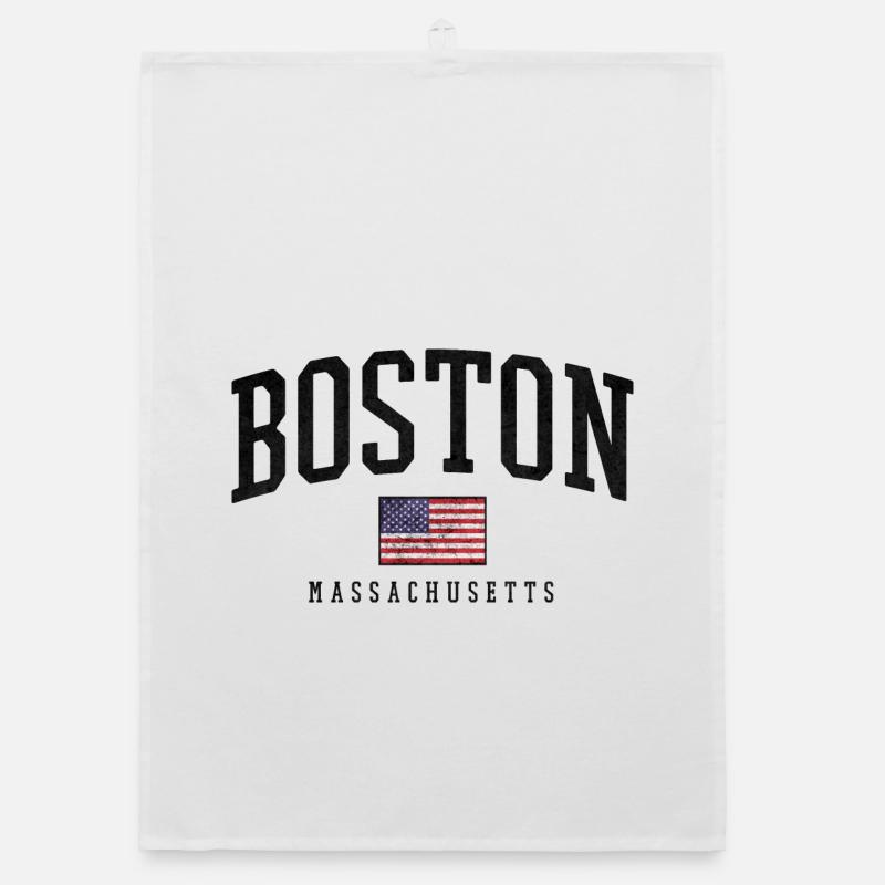 Boston Flag Distressed Emblem Organic Geschirrtuch