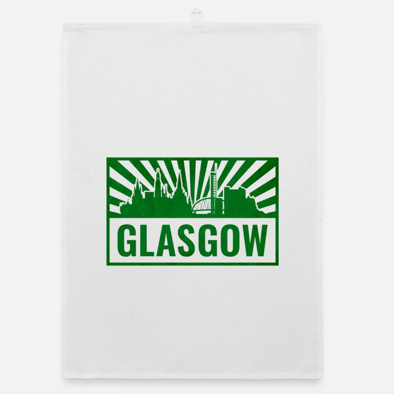Glasgow Skyline Screen Printing Organic dish towel