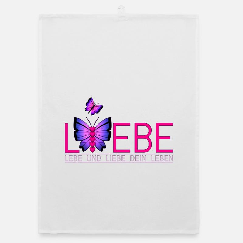 Lebe Liebe Dein Leben Schmetterling - Organic Geschirrtuch - Weiß