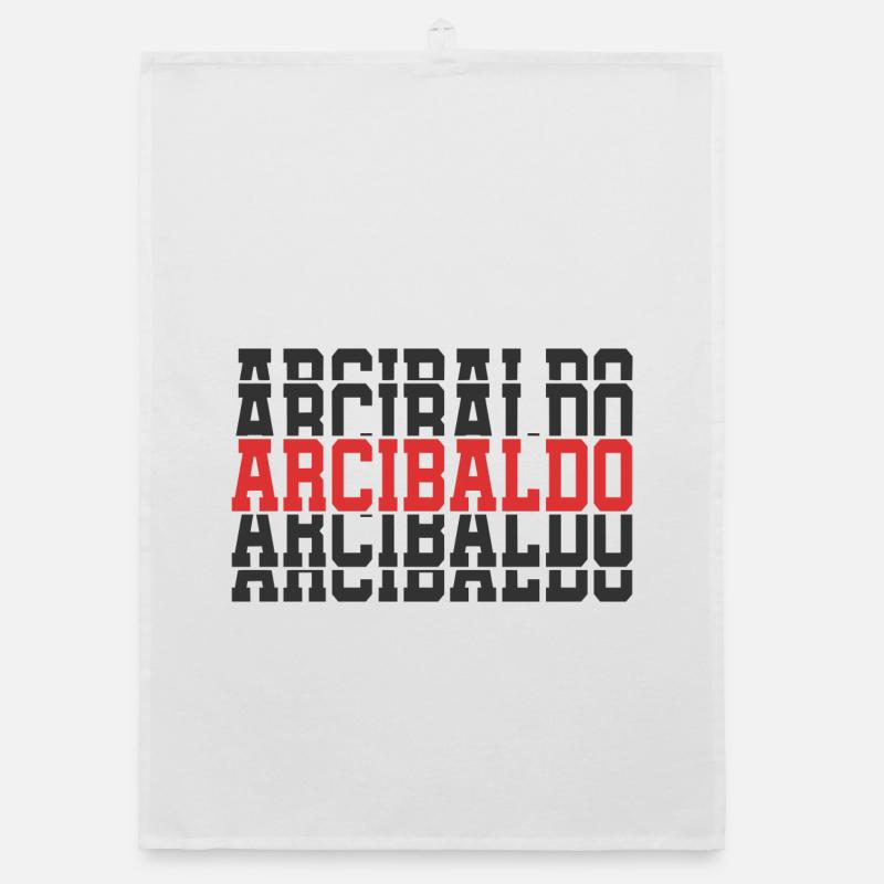 Arcibaldo T-Shirt Geschenk gestapelter Text Organic Geschirrtuch