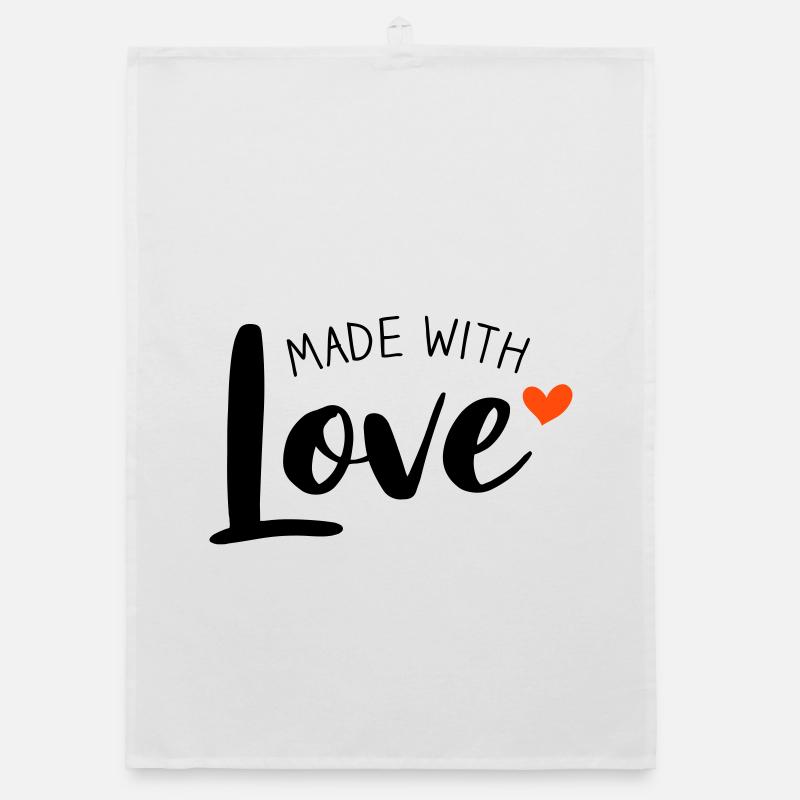 Made With Love zweifarbig - Organic Geschirrtuch - Weiß