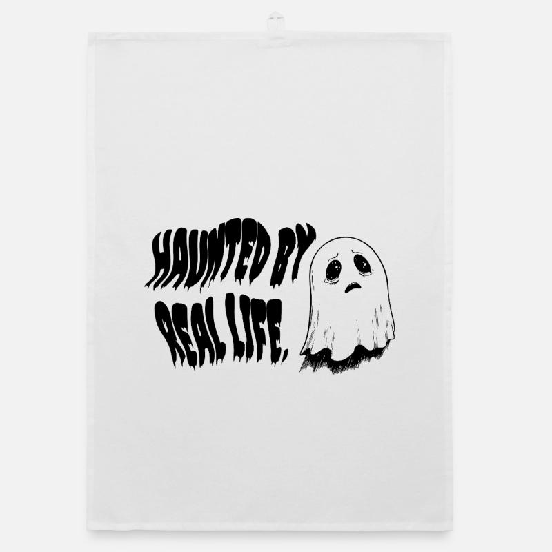 Haunted by Real Life | Sad Ghost Design Organic Geschirrtuch