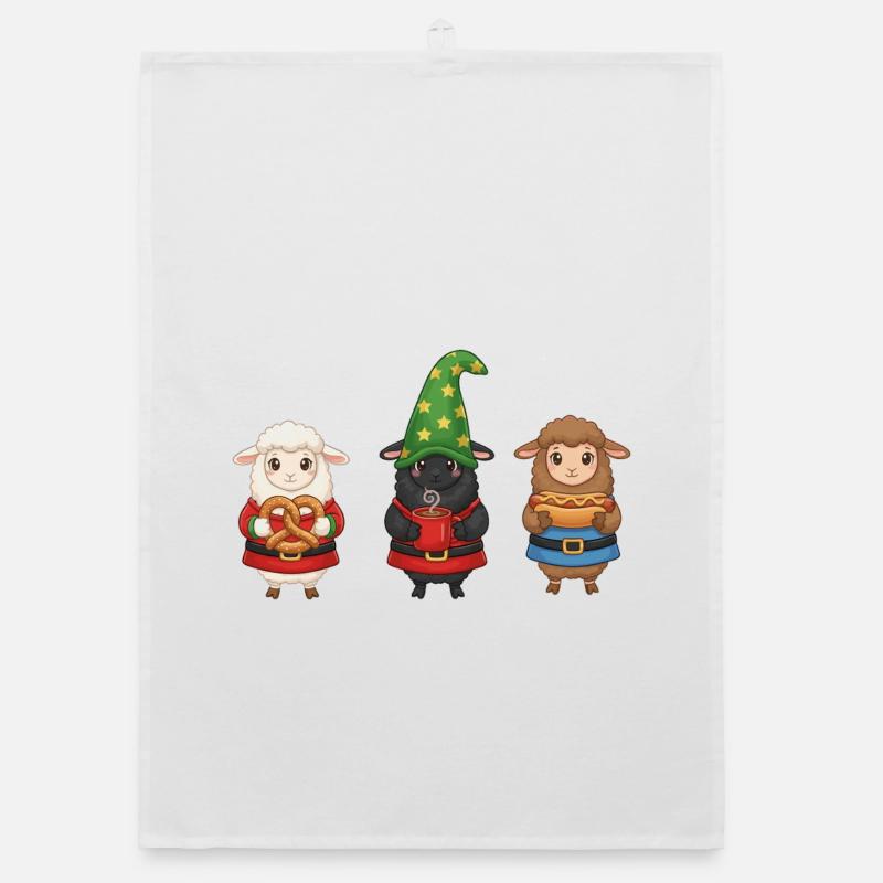 Moutons Joyeux Noël Torchon bio