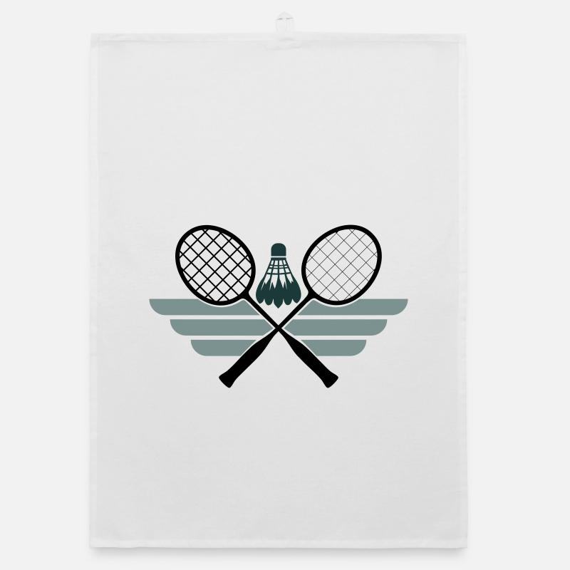 Badminton Emblem – Crossed Rackets & Shuttlecock Organic dish towel
