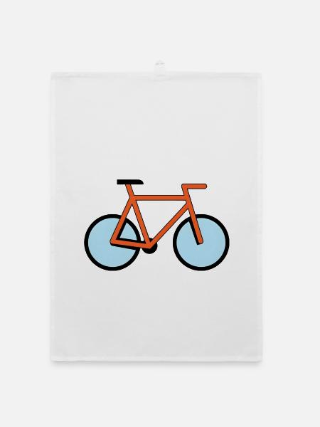 Orange Bicycle Silhouette in Pop Style - Organic dish towel - white - Front