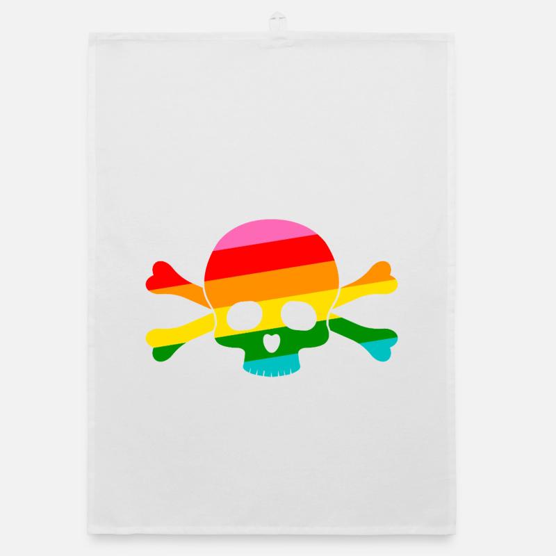 Regenbogen Totenkopf Organic Geschirrtuch