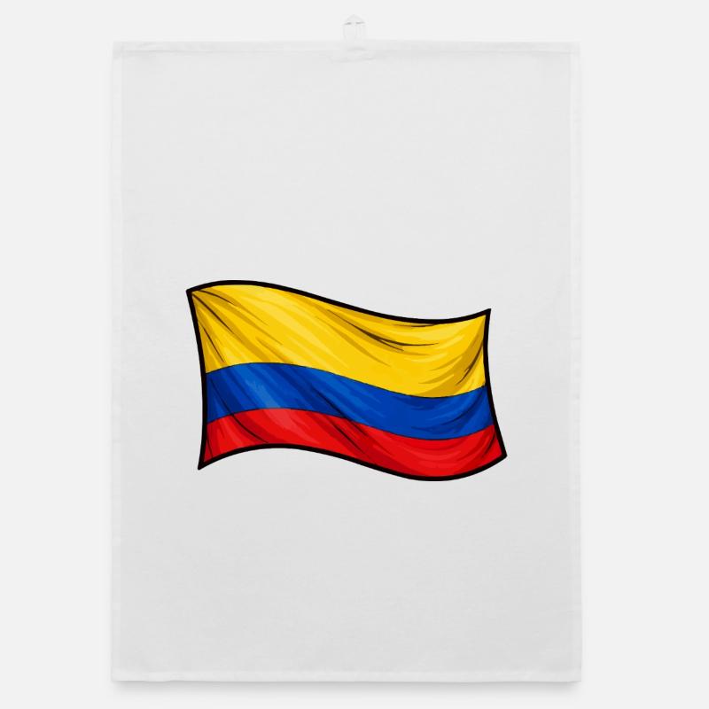 Drapeau colombien au vent Torchon bio
