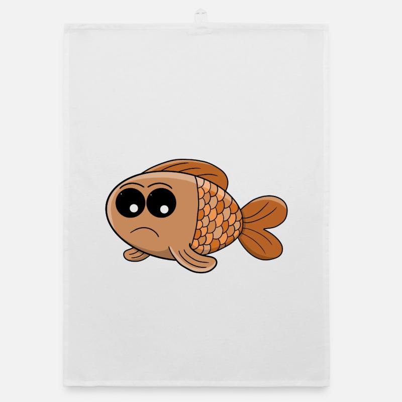 Grumpy Goldfish Cartoon Organic dish towel