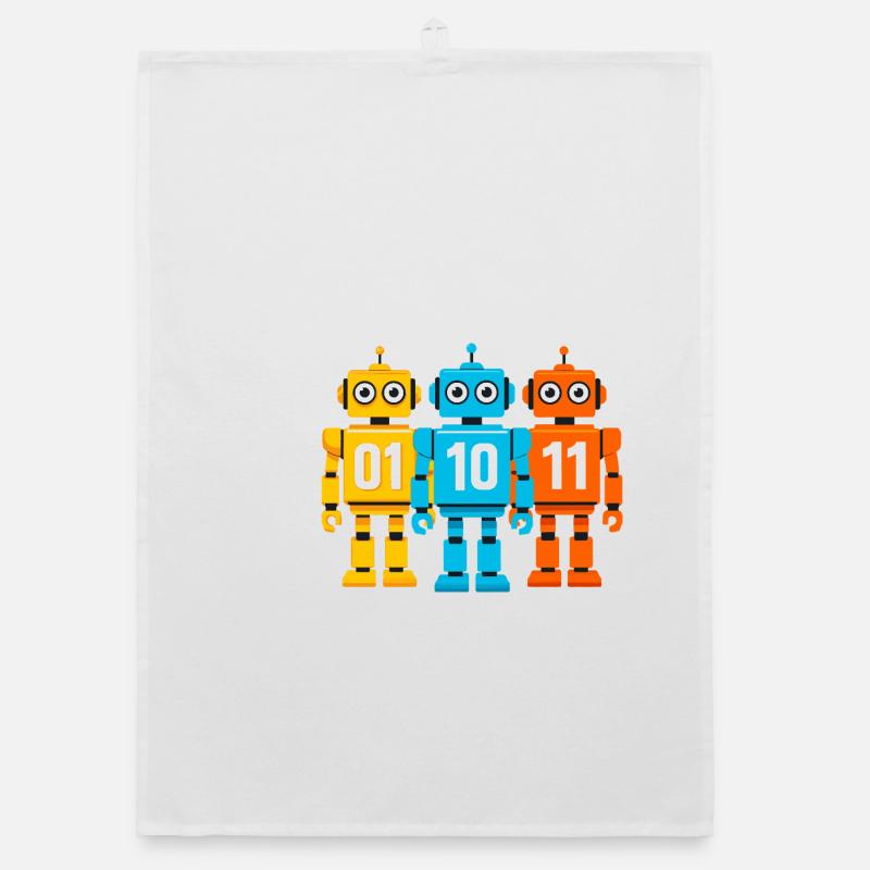 Robot 01 10 11 – Binary Sci-Fi Design Organic dish towel