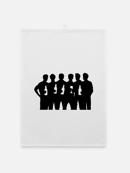 Männer Gruppe Bier Party Silhouette Symbol - Organic Geschirrtuch - Weiß - Vorne