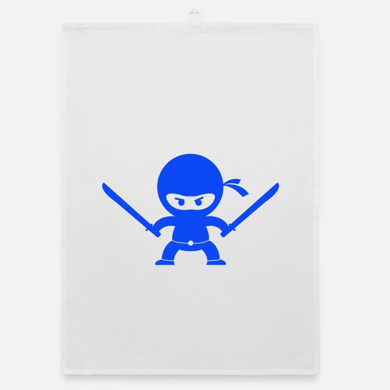 Ninja bleu avec deux épées Torchon bio
