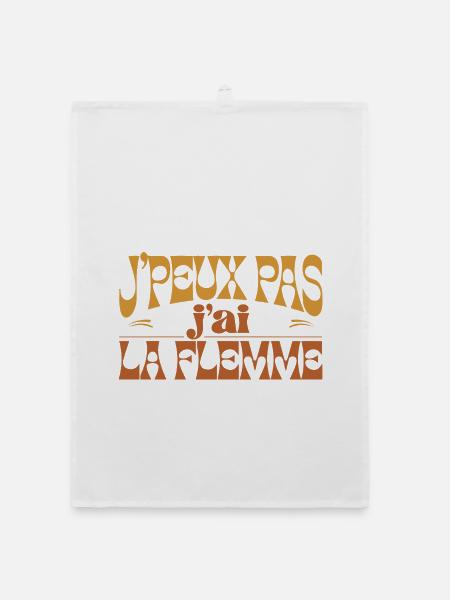 J'peux pas j'ai la flemme Rétro - Torchon bio - blanc - Devant