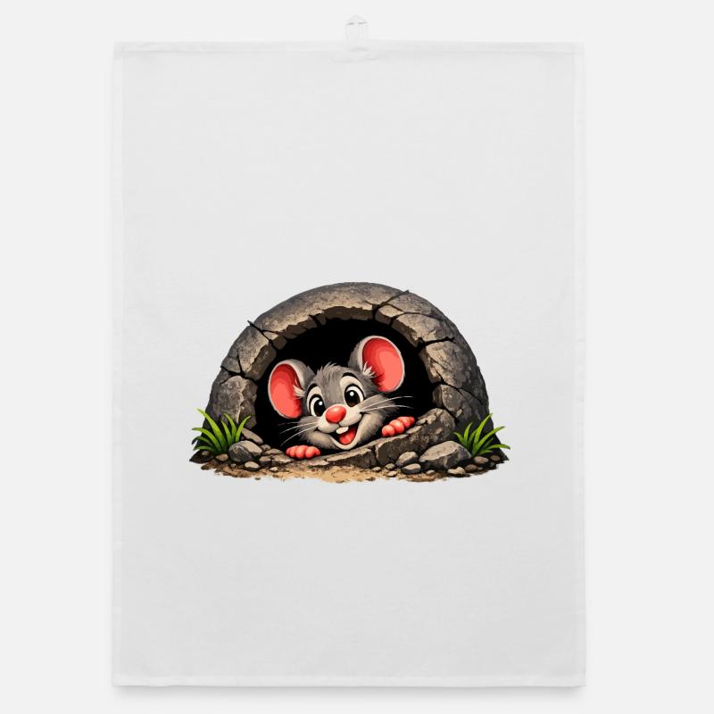 Little mouse out of hole Organic dish towel
